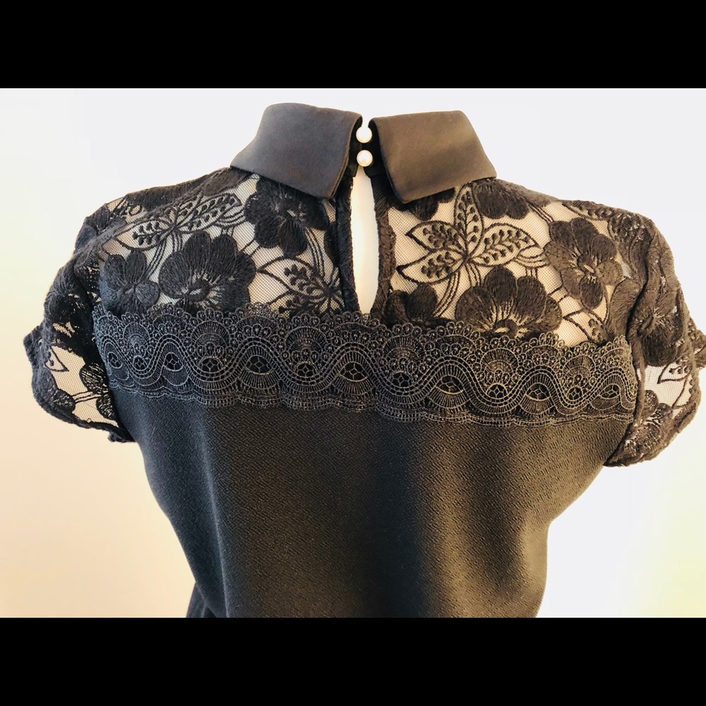 Karl Lagerfeld black lace blouse